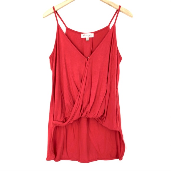 SOLD! PHILOSOPHY Sexy Coral Faux Wrap Tank Top - Picture 2 of 7